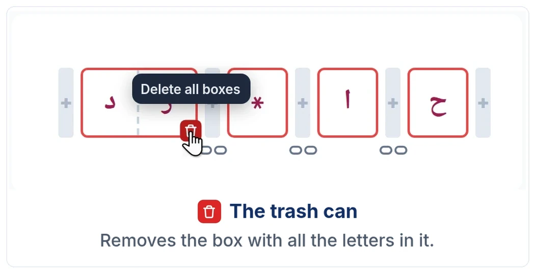 The trash can: removes the box together with all the letters in it